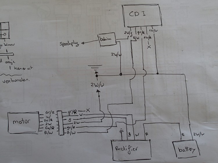 Zoals ik hem nu heb aangesloten om de vonk te testen.