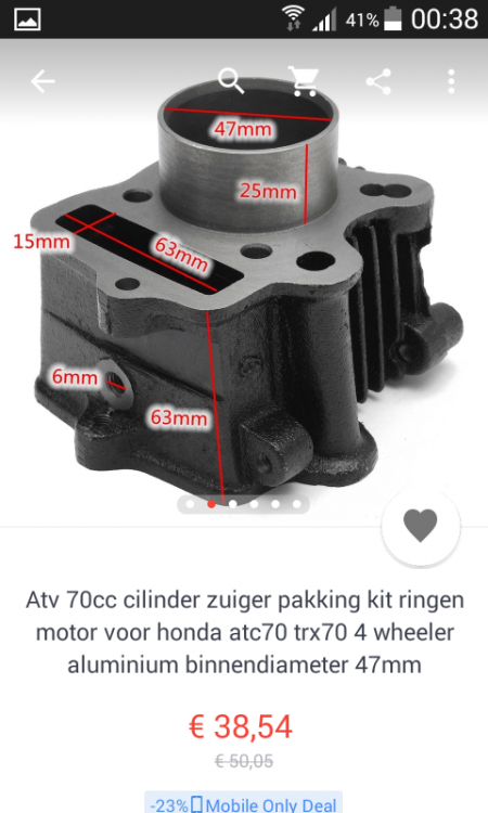 De zuiger hoort bij deze 70cc cilinder